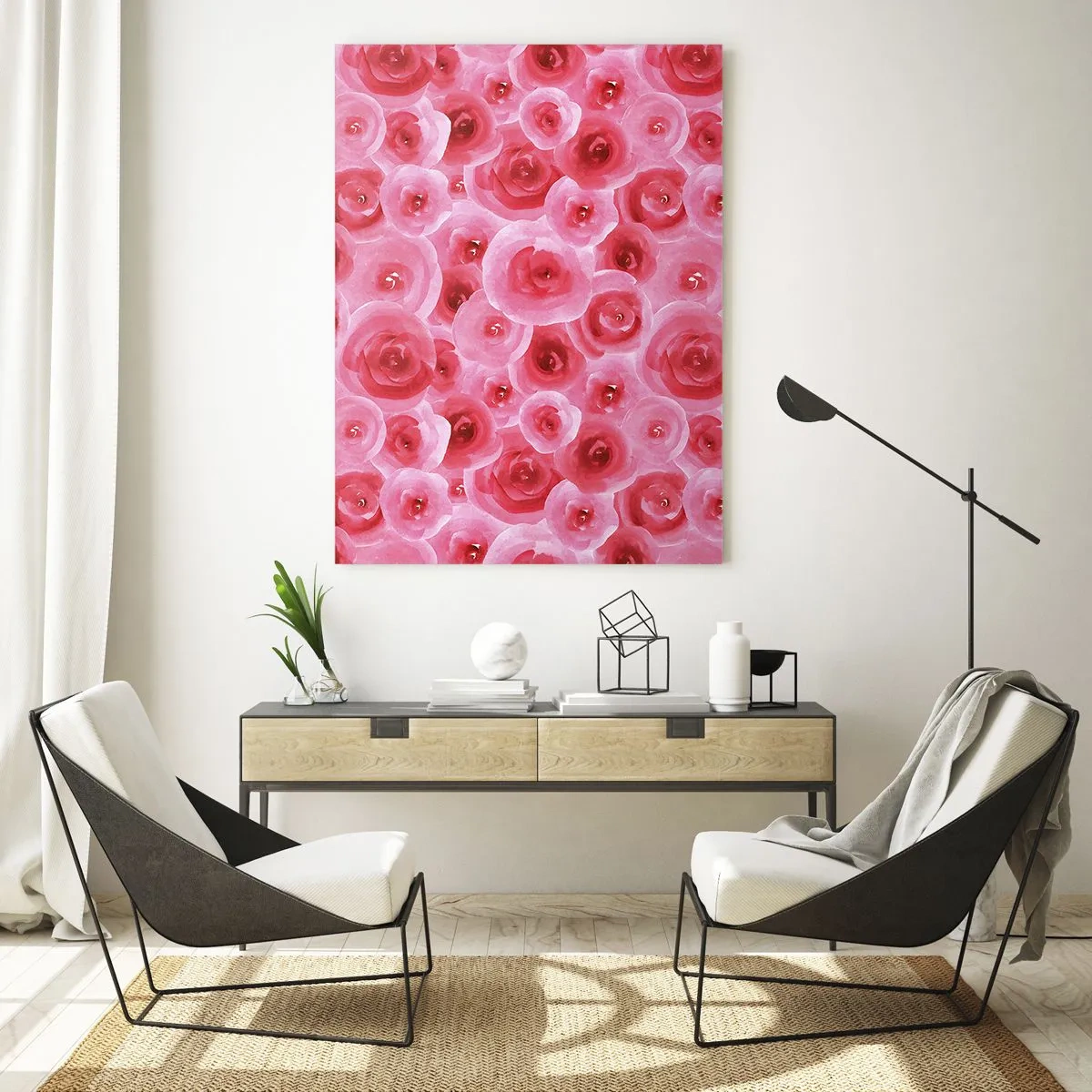 Üveg kép - Rózsák alul és felül - 50x70 cm