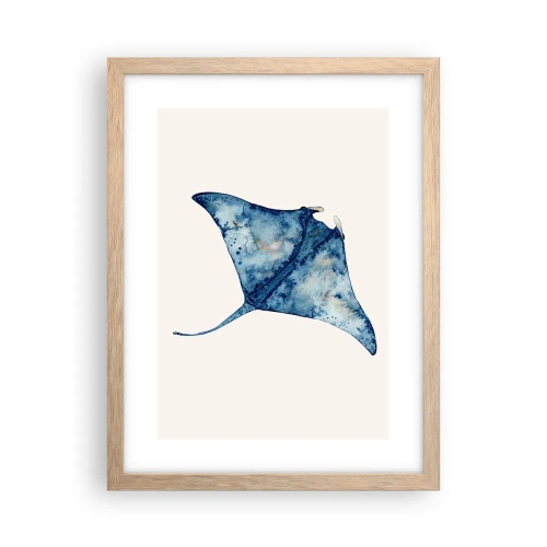 Poszter világos tölgy keretben - Élet kékben - 30x40 cm