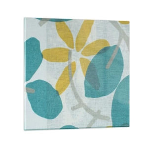 Üveg kép - Azúrkék levelek között - 50x50 cm