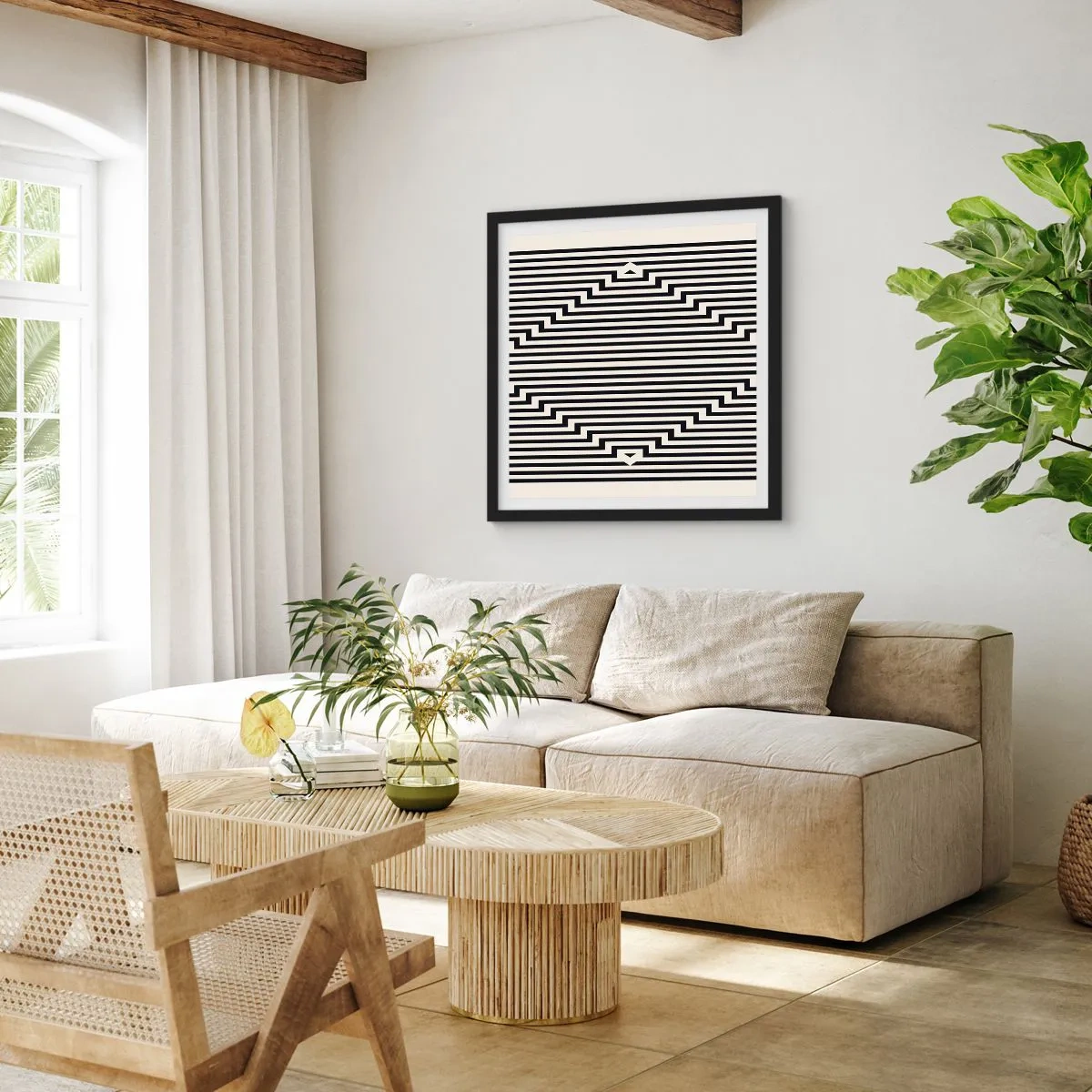 Poszter fehér keretben - Geometrikus illúzió - 30x30 cm