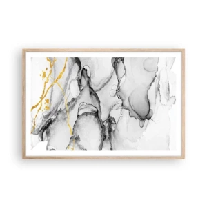 Poszter világos tölgy keretben - Arany motívumú kompozíció - 91x61 cm