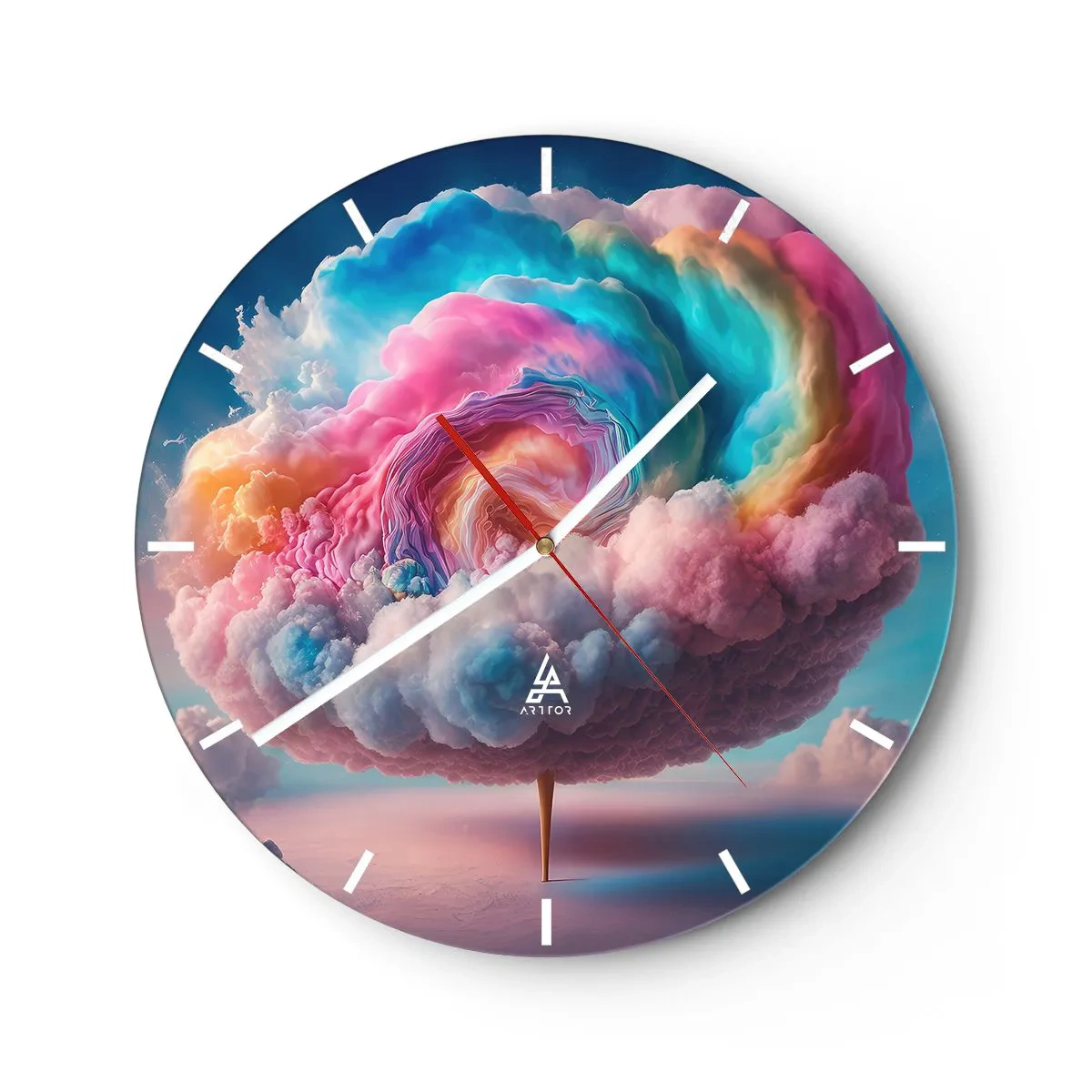 Falióra, Óra - Egy fantasy felhőfa pasztell színekben - 30x30cm - Álom egy vidámparkról - Modern fali dekoráció nappalihoz, konyhához és hálószobához ARTTOR