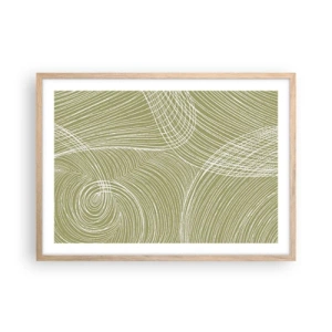 Poszter világos tölgy keretben - Bonyolult absztrakció fehérben - 70x50 cm