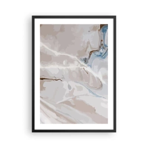 Poszter fehér keretben - Márványminta finom bézs és kék árnyalatokban - 50x70cm - Kék kanyarog a fehér alatt - Modern fali dekoráció nappalihoz és hálószobához ARTTOR