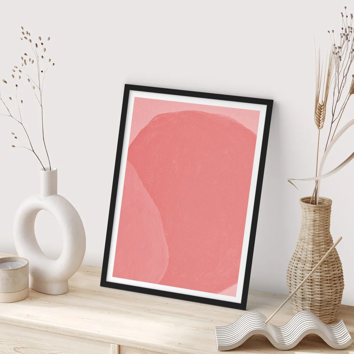 Poszter fehér keretben - Absztrakt kompozíció rózsaszín árnyalatokban - 50x70cm - Organikus kompozíció rózsaszínben - Modern fali dekoráció nappalihoz és hálószobához ARTTOR
