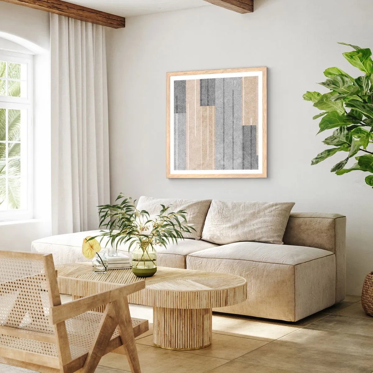 Poszter világos tölgy keretben - Kompozíció: tartsa a függőlegeset - 50x50 cm