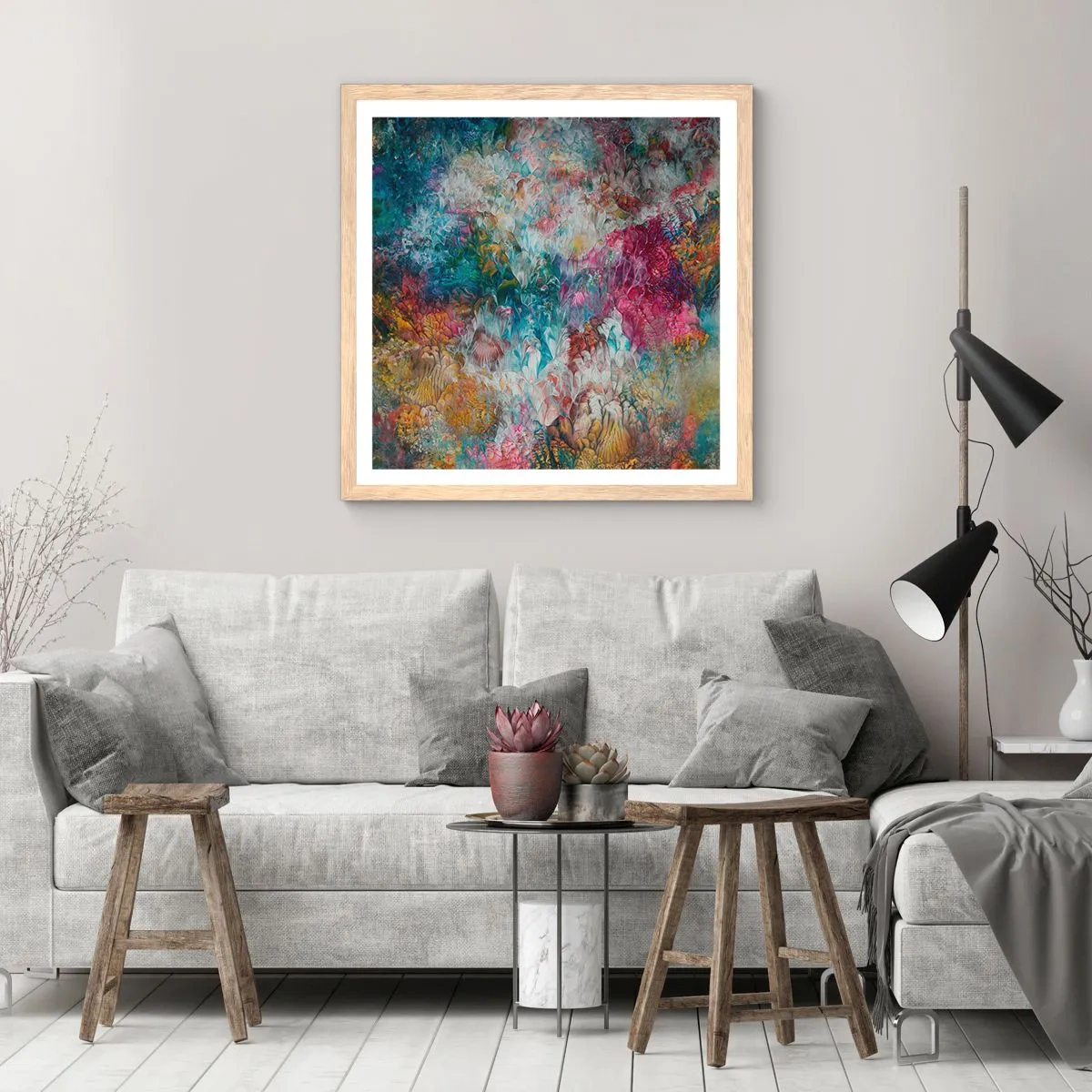 Poszter világos tölgy keretben - Teljes virágzásban - 50x50 cm