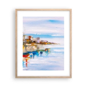 Poszter világos tölgy keretben - Sokszínű városi kikötő - 40x50 cm