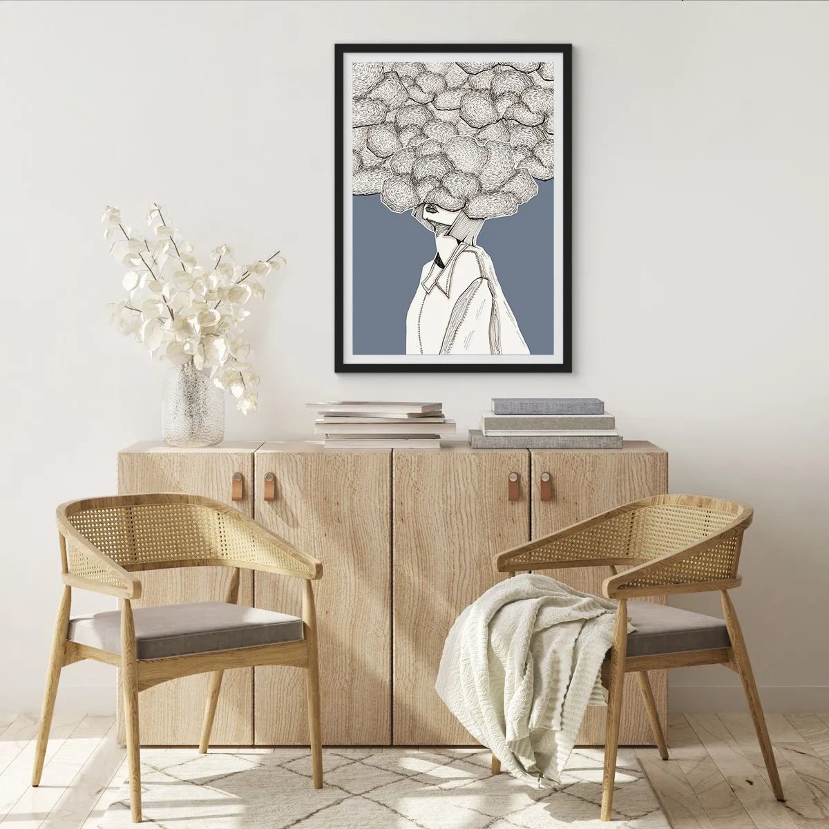 Poszter fehér keretben - Fejjel a fellegekben - 70x100 cm