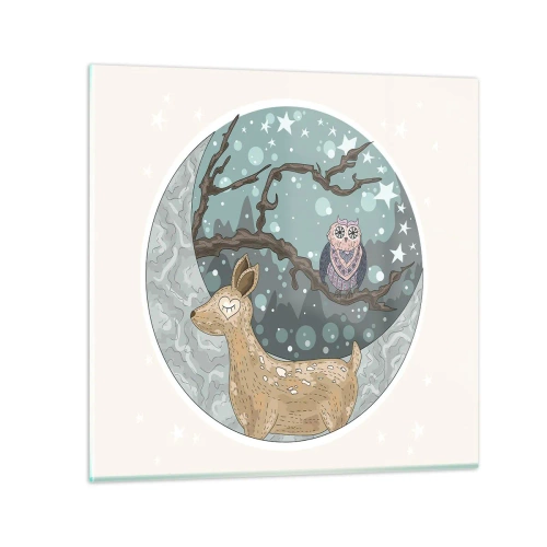 Üveg kép - Mesebeli erdei éjszaka - 50x50 cm