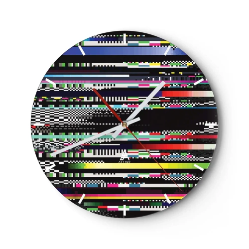 Falióra, Óra - Absztrakt festészet többszínű csíkokkal fekete alapon - 30x30cm - A valóság kontrollképe - Modern fali dekoráció nappalihoz, konyhához és hálószobához ARTTOR