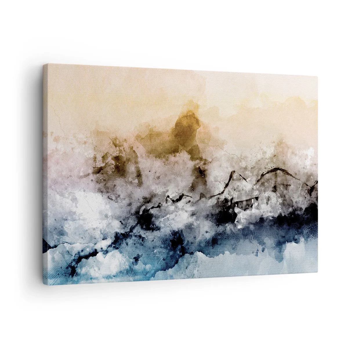 Vászonkép - Absztrakt táj köddel és finom színekkel - 70x50cm - Ködfelhőbe fulladt - Modern fali dekoráció nappalihoz és hálószobához ARTTOR