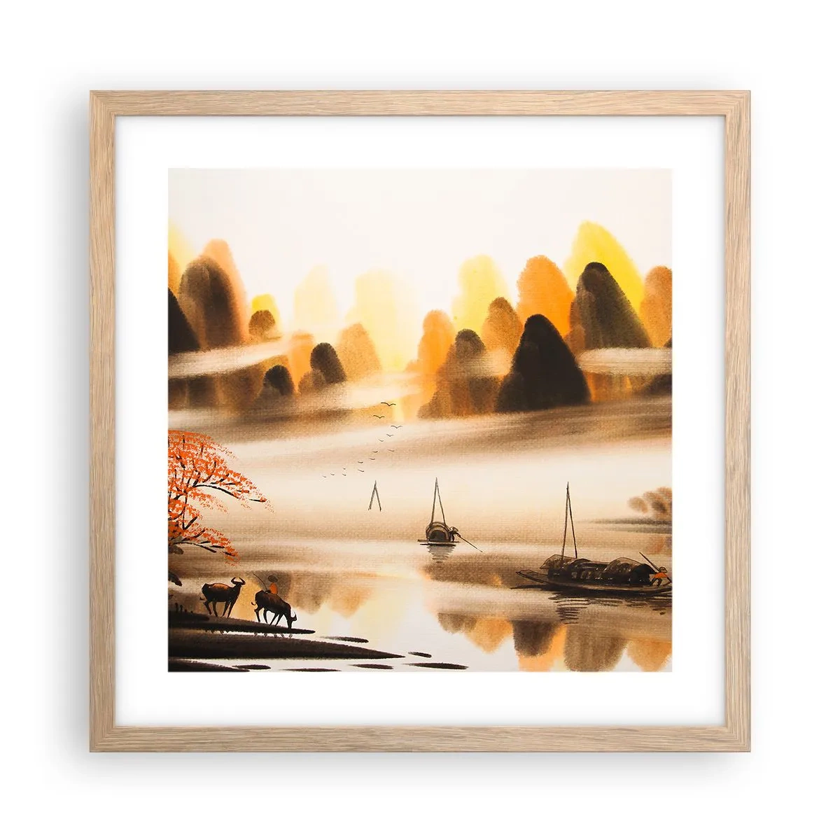 Poszter világos tölgy keretben - Távolabb, mint a Távol-Kelet - 40x40 cm