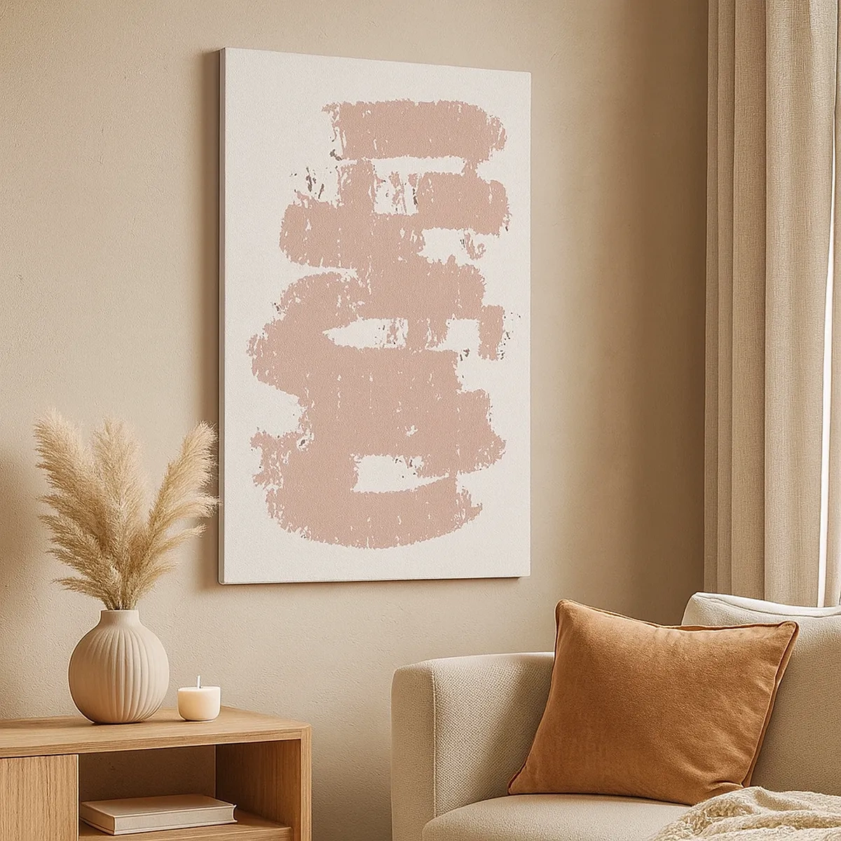 Vászonkép - Absztrakció lágy rózsaszínben - 50x70 cm