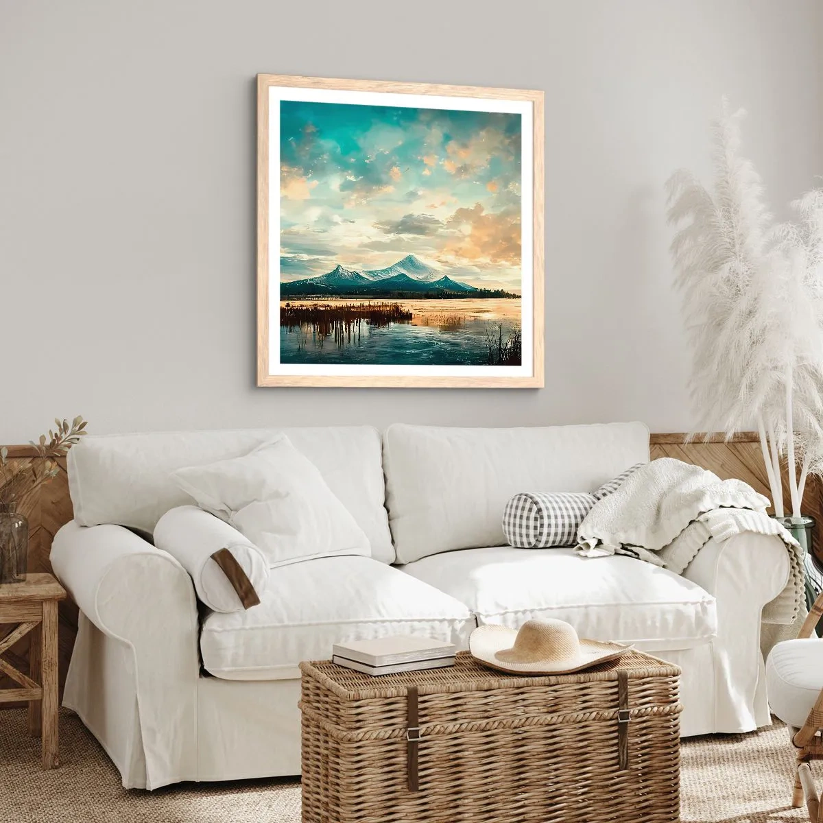 Poszter világos tölgy keretben - Az ég védelme alatt - 60x60 cm