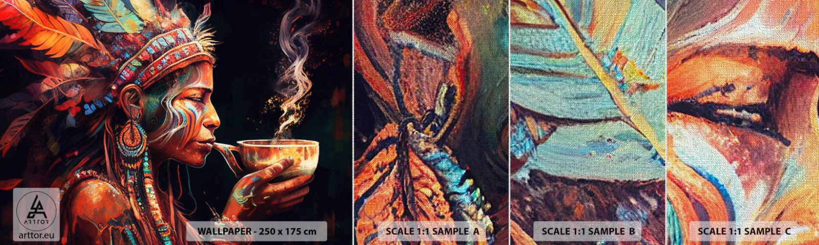 Fotótapéta Minta Premium Canvas - Egy varázslatos rituálé - Sámán, indián, Ayahuasca - 100x30 cm