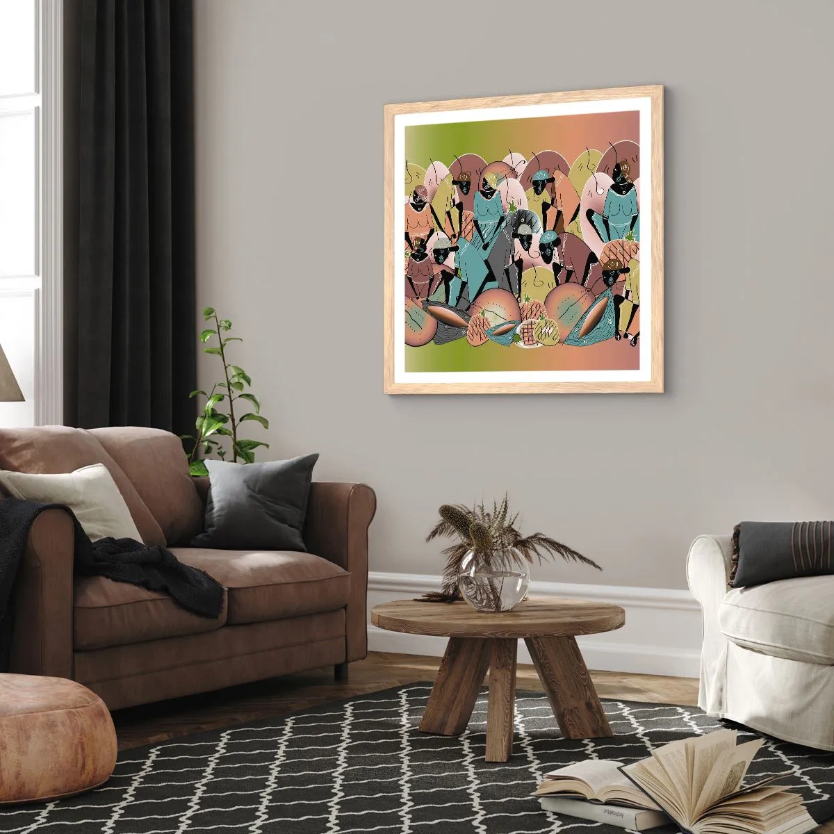 Poszter világos tölgy keretben - Jön a nagy ünnep  - 50x50 cm