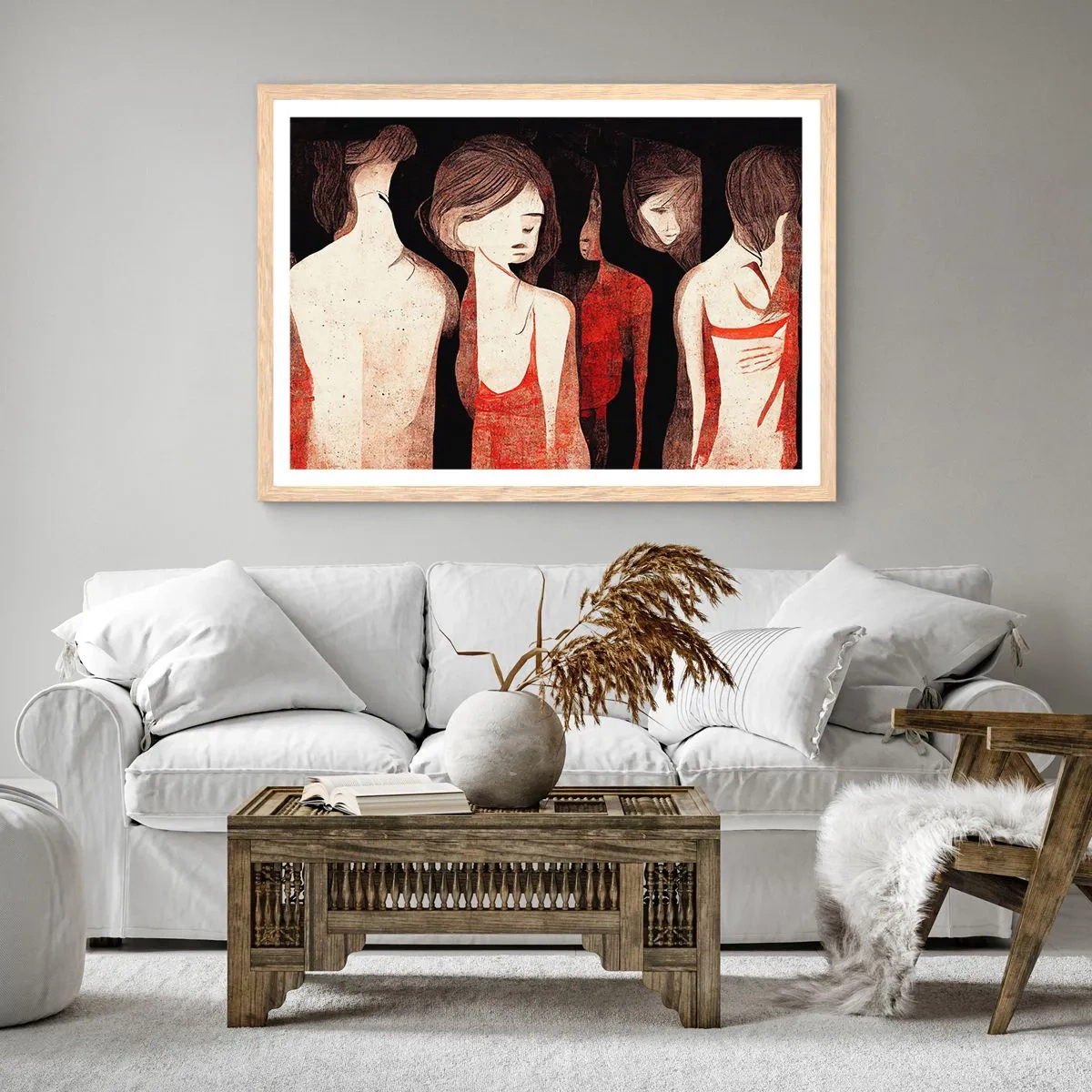 Poszter világos tölgy keretben - A sötétség madonnái - 91x61 cm