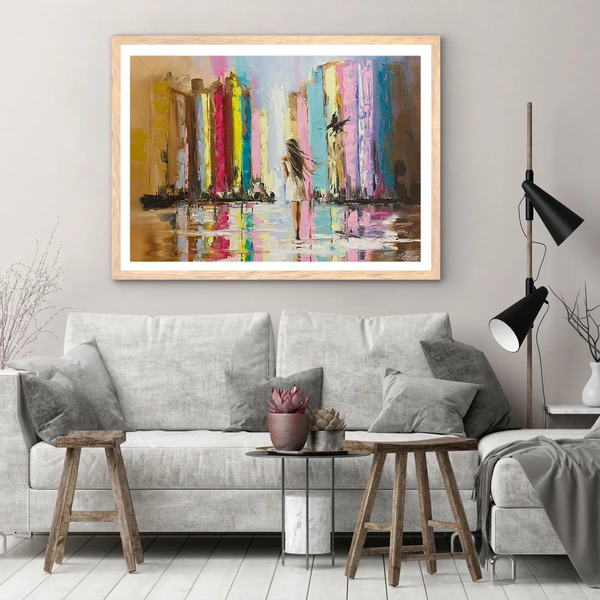 Poszter világos tölgy keretben - Kövessél - 40x30 cm