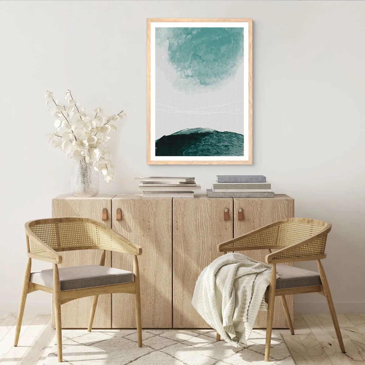 Poszter világos tölgy keretben - Találkozás a köddel - 50x70 cm