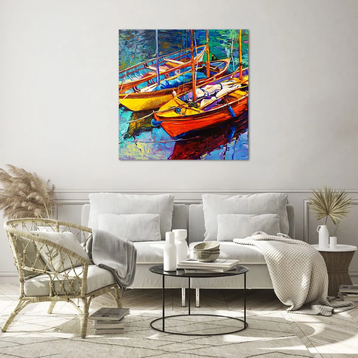 Üveg kép - Színektől sűrű vízen - 70x70 cm