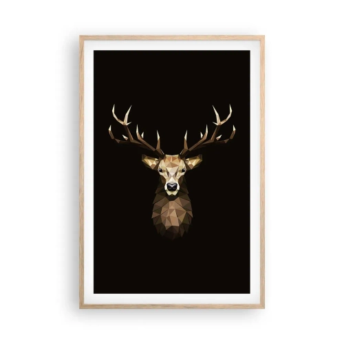 Poszter világos tölgy keretben - Kubista szarvas - 61x91 cm