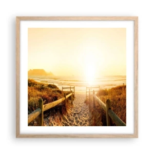 Poszter világos tölgy keretben - A dűnén túl, a nap felé - 50x50 cm