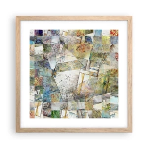 Poszter világos tölgy keretben - Geometrikus átrendeződés - 40x40 cm