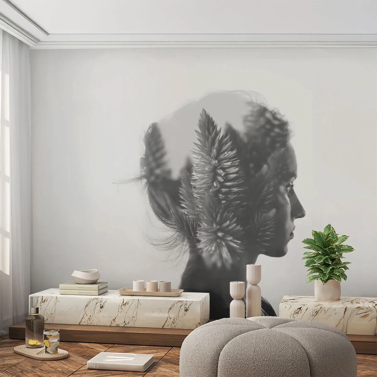 Öntapadós Fotótapéta Deluxe Sticker - A fenyőerdő hölgye - Absztrakció, Nő, Darab - 150x105 cm