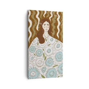 Vászonkép - Portré virágos köntösben - 45x80 cm