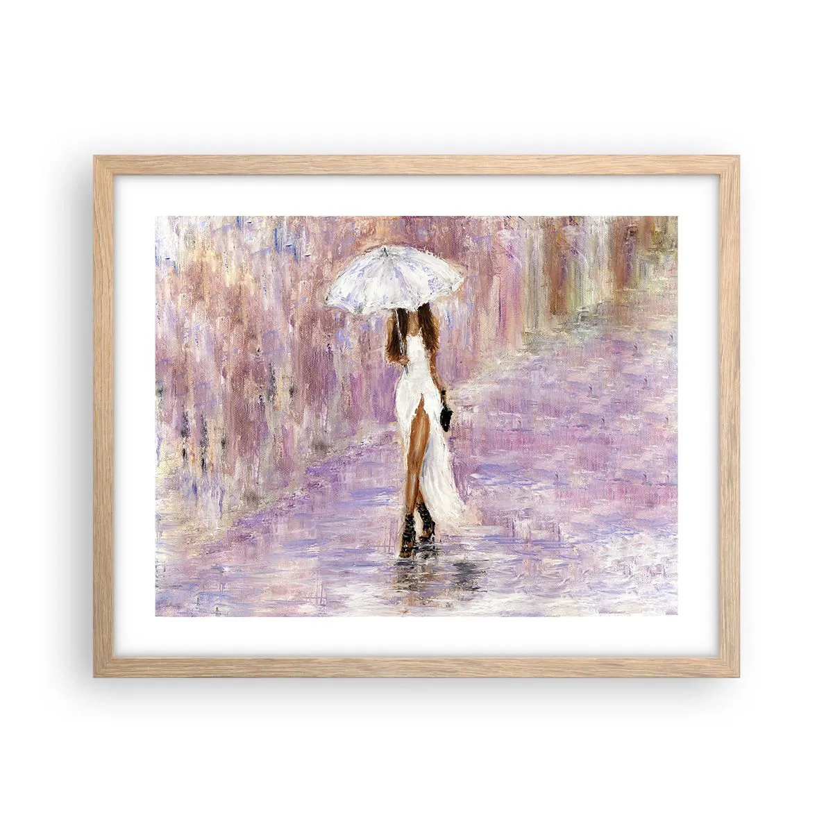 Poszter világos tölgy keretben - A liliomos esőben - 50x40 cm