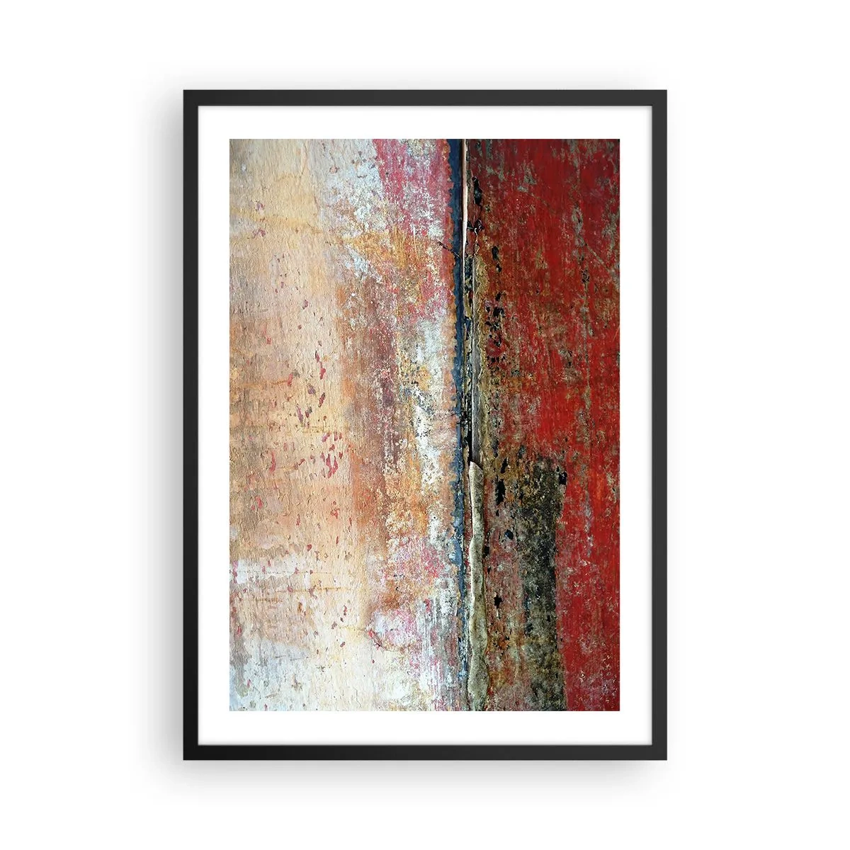 Poszter fehér keretben - Absztrakt textúra piros és bézs horzsolásokkal - 50x70cm - Talán a tenger - Modern fali dekoráció nappalihoz és hálószobához ARTTOR
