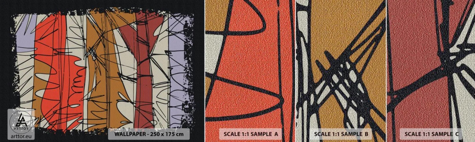 Fotótapéta Minta Premium Canvas - Spontán kompozíció - Absztrakció, Darab, Firkák - 100x30 cm