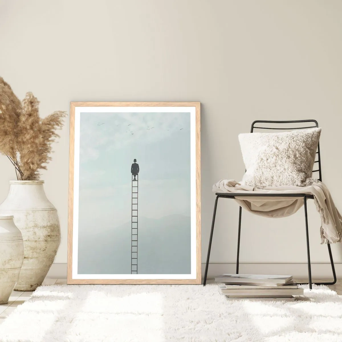 Poszter világos tölgy keretben - Emelkedj feljebb - 70x100 cm