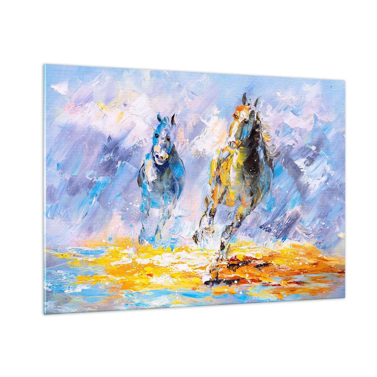 Üveg kép - Átvágtatva a vakító fényen - 100x70 cm