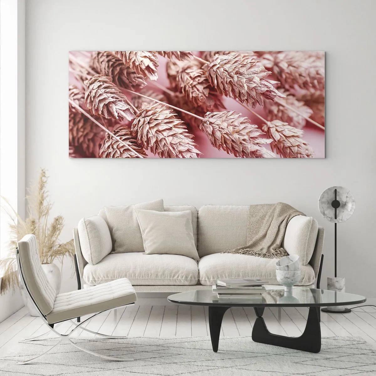 Üveg kép - Rózsaszín virágos kaszkád - 120x50 cm