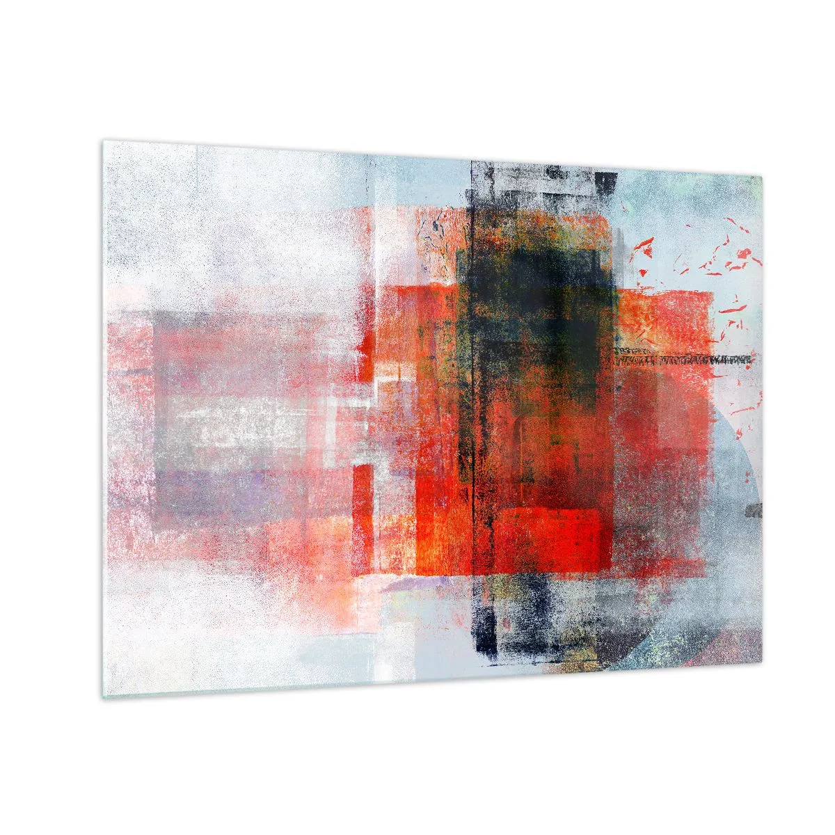 Üveg kép - Geometrikus absztrakció intenzív vörös és fekete árnyalatokban. - 70x50cm - Izzó kompozíció - Modern fali dekoráció nappalihoz és hálószobához ARTTOR
