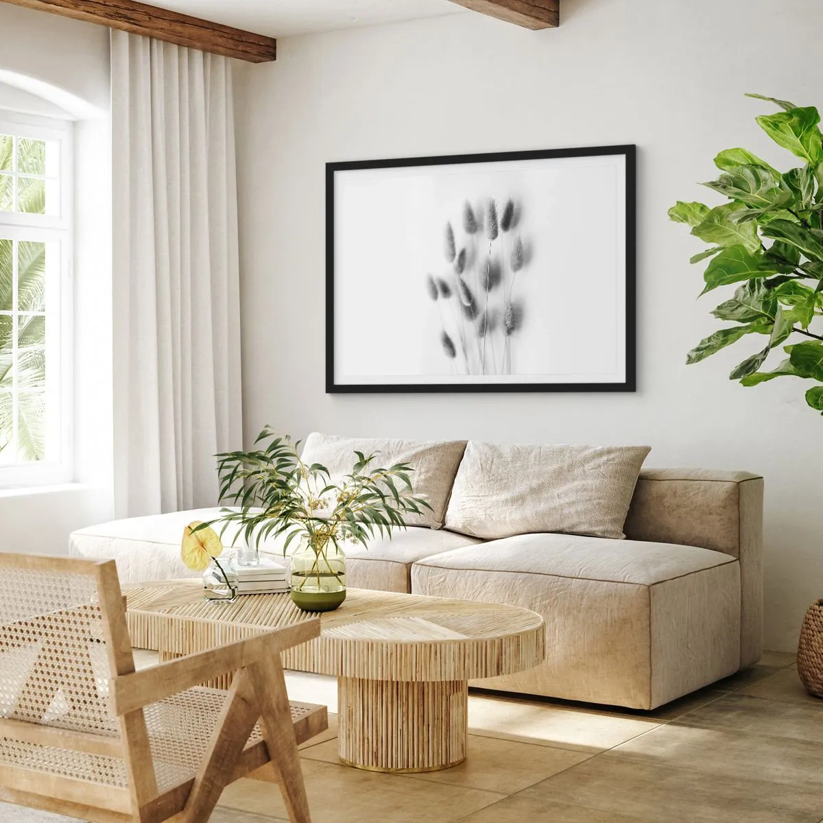 Poszter fehér keretben - A bolyhos fű - 100x70 cm