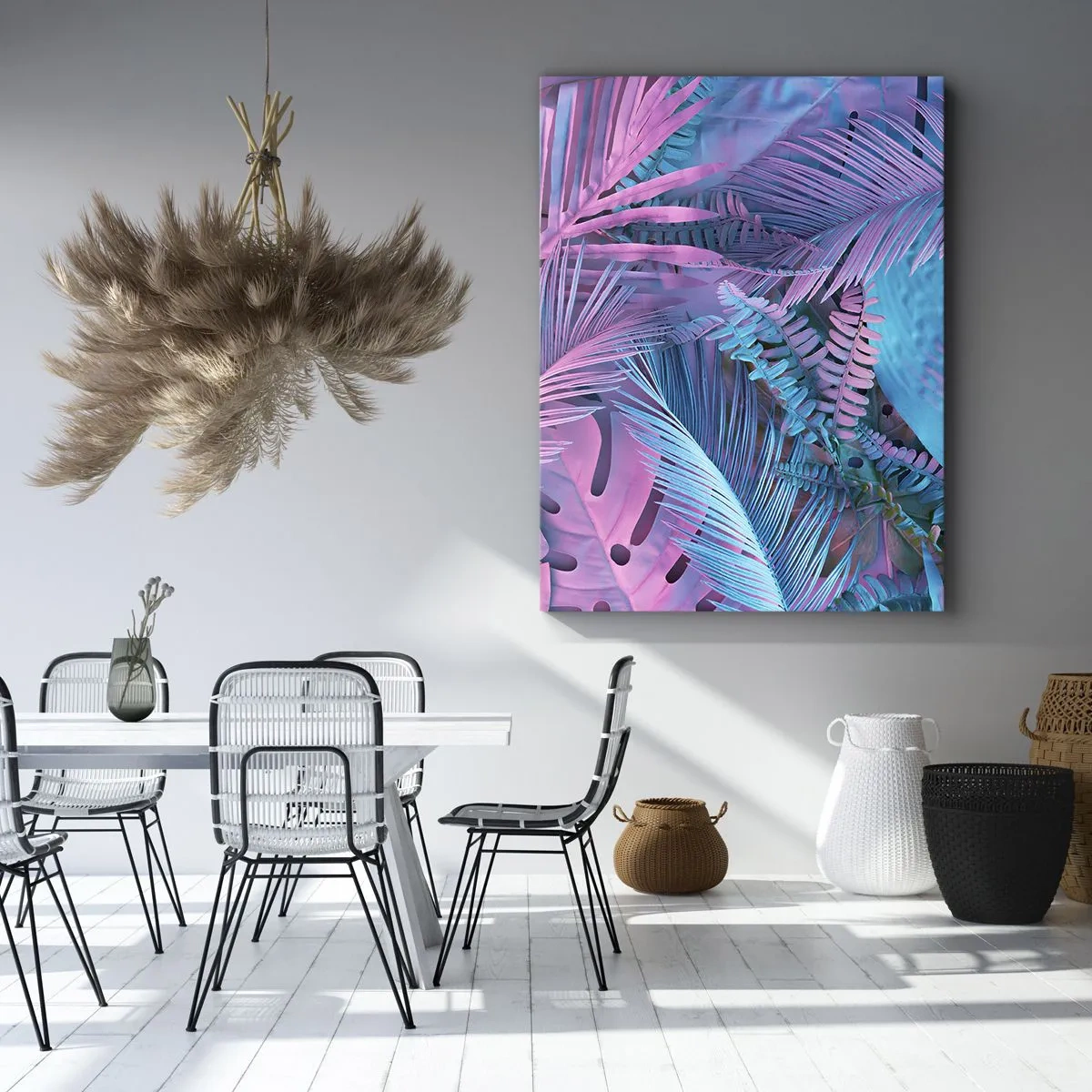 Vászonkép - Trópusok rózsaszínben és kékben - 50x70 cm