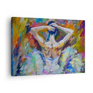 Vászonkép - Egy balerina dinamikus színekben és festői kifejezésmódban - 70x50cm - Bármi lehet - Modern fali dekoráció nappalihoz és hálószobához ARTTOR