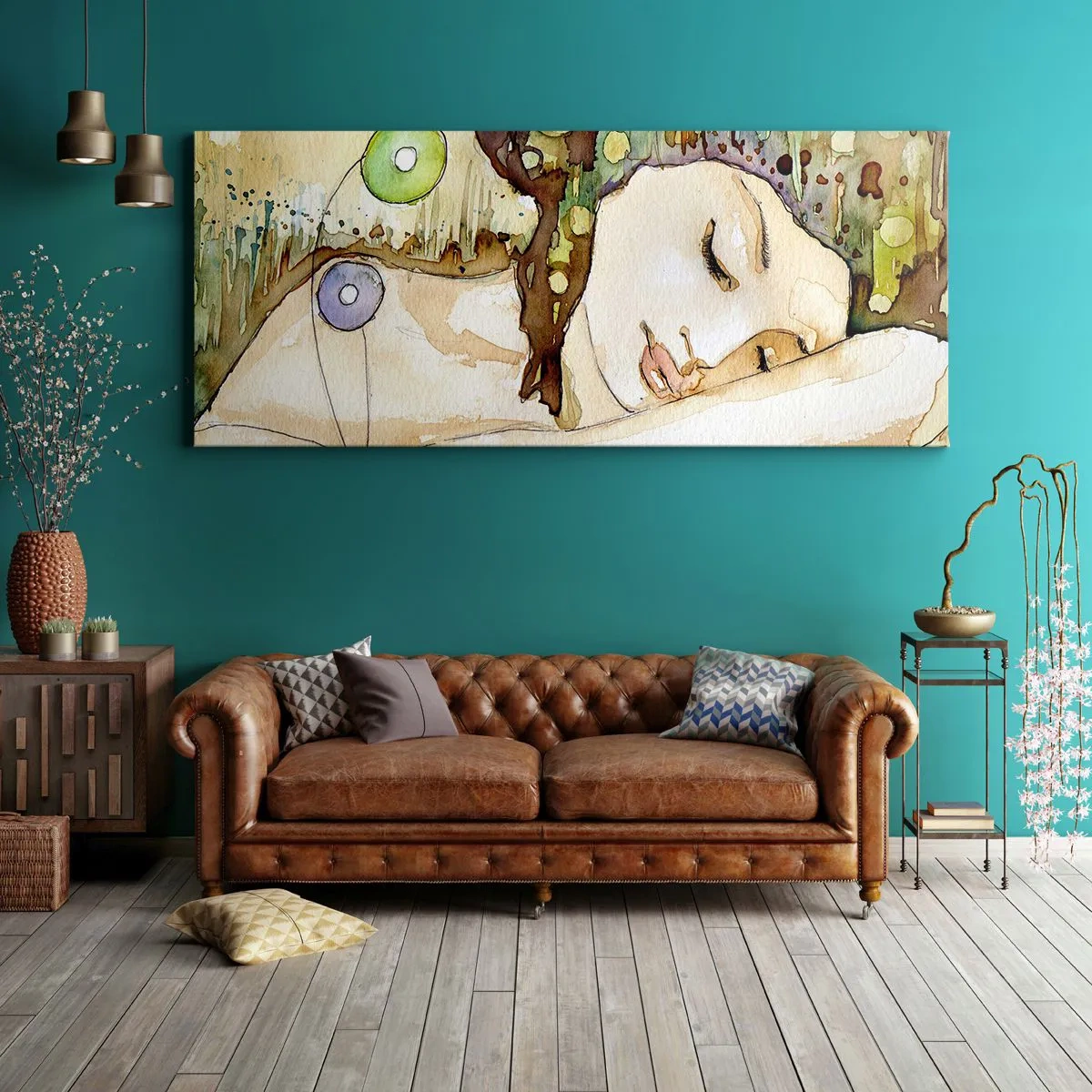 Vászonkép - Smaragd-ibolya álom - 100x40 cm