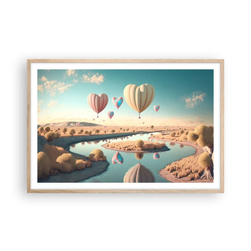 Poszter világos tölgy keretben - A szerelem szárnyalni hagy - 91x61 cm