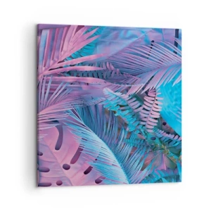 Vászonkép - Trópusok rózsaszínben és kékben  - 50x50 cm