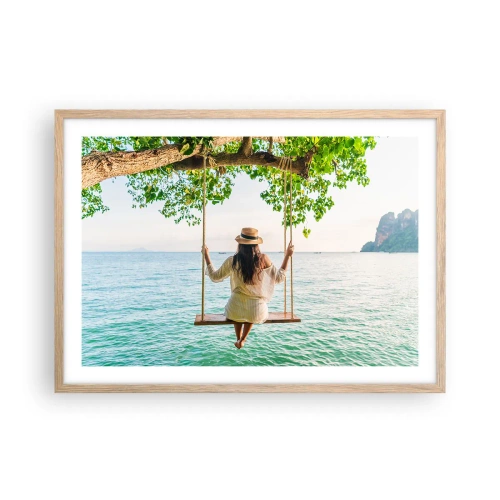 Poszter világos tölgy keretben - Az élet gyönyörű - 70x50 cm
