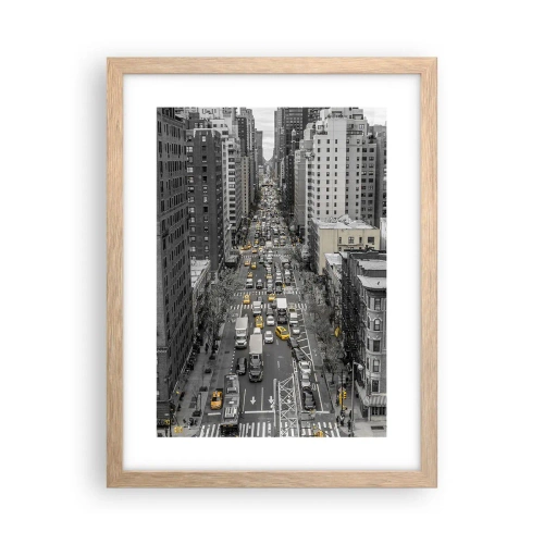 Poszter világos tölgy keretben - New York élete - 30x40 cm