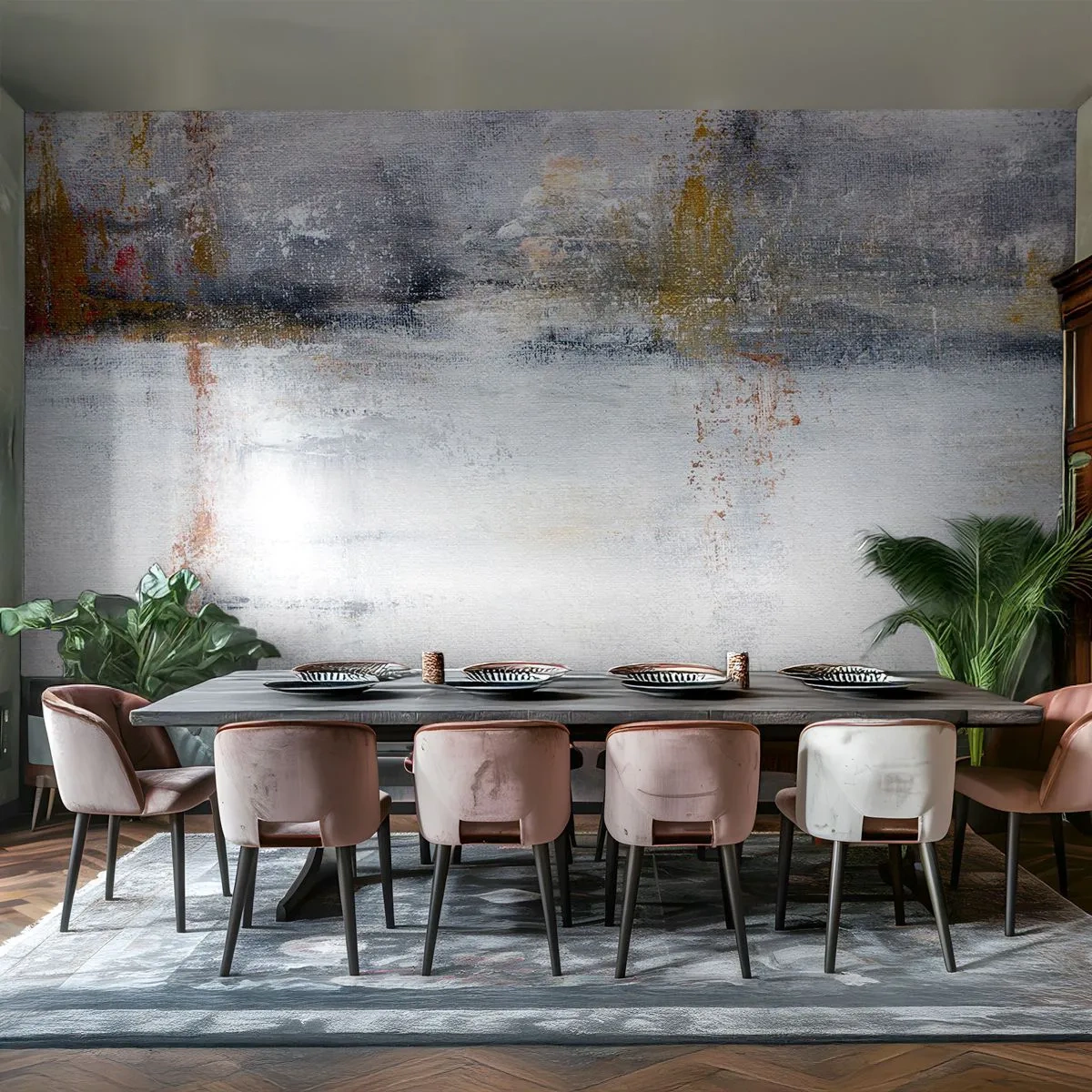 Fotótapéta Standard Eco - A légfüggöny mögött - Absztrakció, Darab, Festmény - 400x280 cm