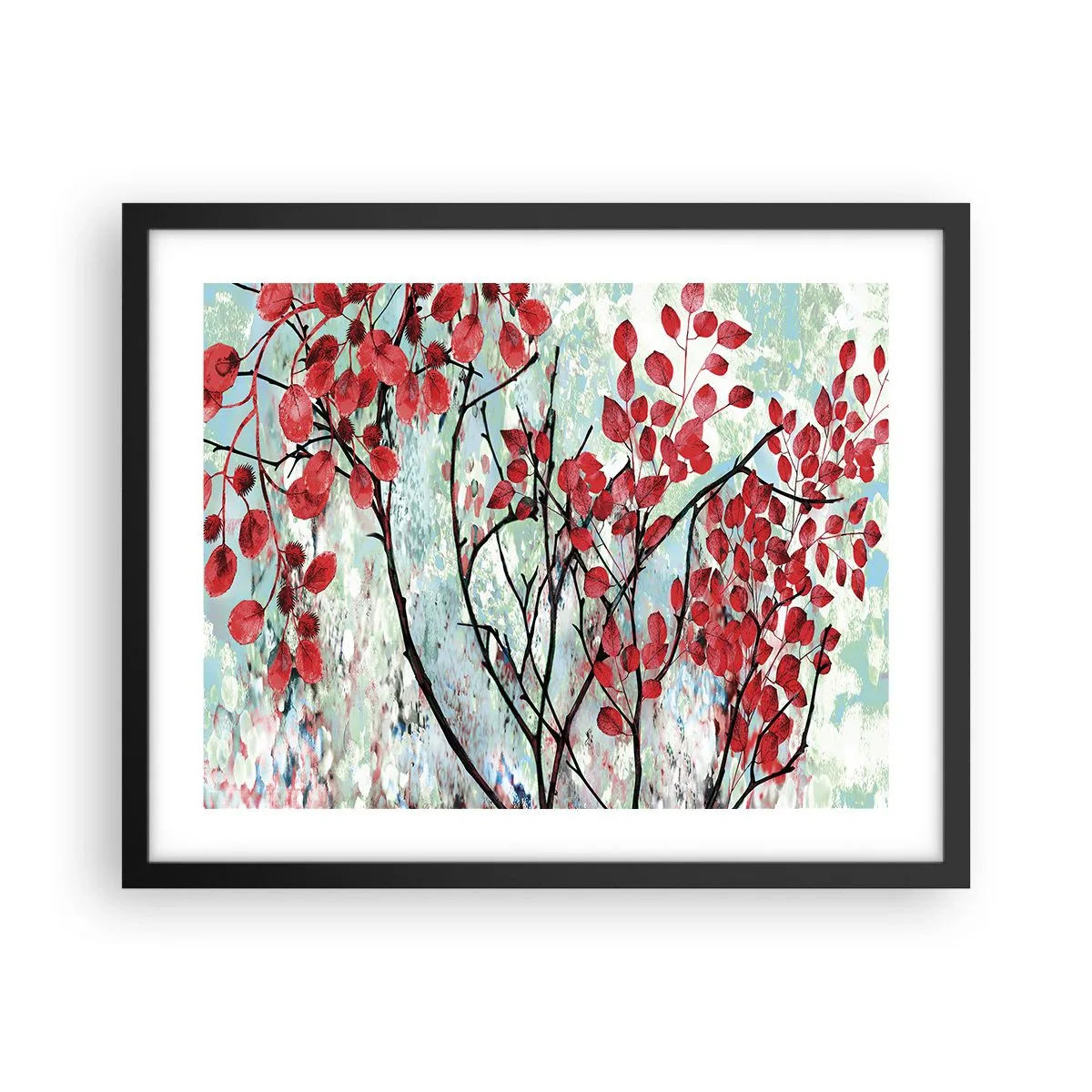 Poszter fehér keretben - Fa skarlát színben - 50x40 cm