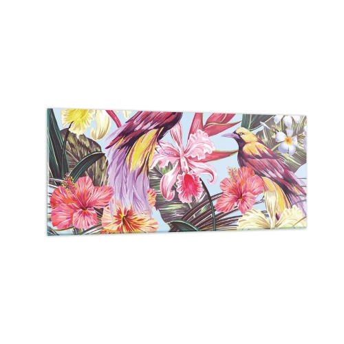 Üveg kép - Szirmok és tollak - 120x50 cm