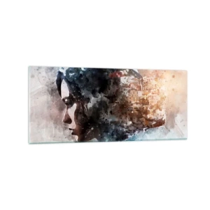 Üveg kép - Történet egy lányról, várossal a háttérben - 120x50 cm