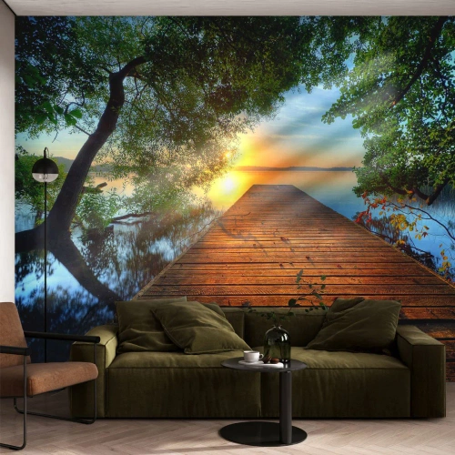 Fotótapéta Standard Eco - Ne siess, ülj le - Tájkép, Fa híd, Tó - 200x140 cm